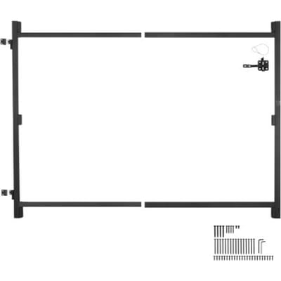 VEVOR poortset geschikt voor openingen van 915 tot 1524 mm breed, verstelbare ijzeren poortframeset, doorhangbestendige poortframeset met nachtschootslot en schroeven, voor houten schuttingen, zwart