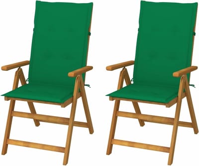 Tuinligstoelen met kussens - Hoge rugstoelen - Buiten ontspannen - 5 verstelbare standen - 2 stuks - Groen