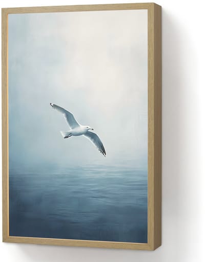 Wandlamp 40x60 cm - Oplaadbaar - Meeuw - Wit - Zee - Mistig - Wandlampen binnen woonkamer - Slaapkamer lamp - Decoratieve nachtlamp - Vloerlamp draadloos