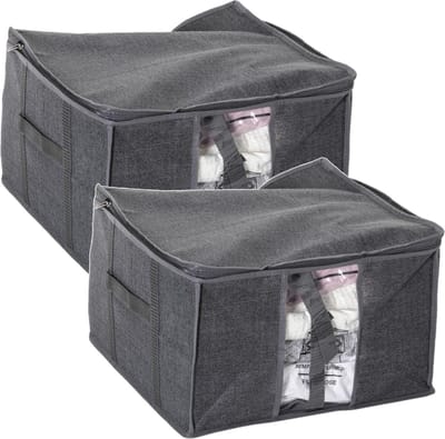 5Five Dekbed/kussen opberghoes - 2x - antraciet grijs - vacuumzak - 40 x 40 x 25 cm - Dekbedhoes - Beschermhoes