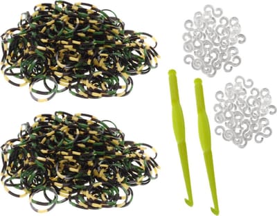 Behave - 600 Loombandjes - Camouflage Zwart-Groen-Beige - Met Weefhaken & S-clips - Latexvrij - Creatief Speelplezier