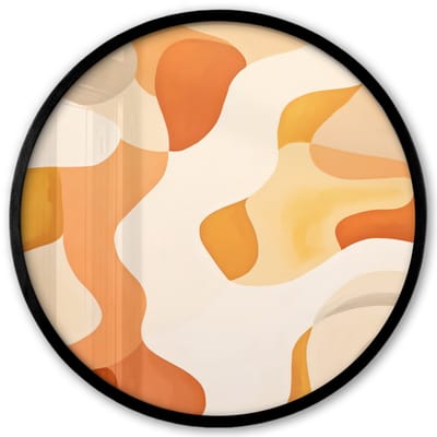 Poster in lijst Rond - Fotolijst 40x40 cm - Posters - Oranje - Abstract - Kunst - Ronde posterlijst zwart - Decoratie - Wanddecoratie woonkamer - Muurdecoratie slaapkamer