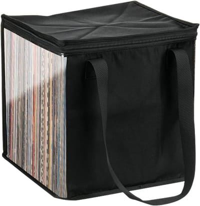 Vinyl Opbergdoos - Platenkoffer Muziekcollectie - Vinyl Beschermen - Stofdicht Deksel Transparant - 32.5 cm - Zwart
