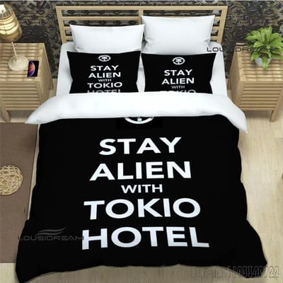 Tokio Hotel band bedrukt Dekbedovertrek Set HD Dekbedovertrek voor Kinderen Beddengoed Sets Beddengoed Slaapkamer Decor EU Single 140x200cm