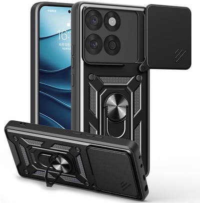 Coverup Hoesje - Geschikt voor Motorola Edge 60 / 60 Fusion Hoesje - Coverup Armor Ring Kickstand Back Cover met Camera Shield - Zwart