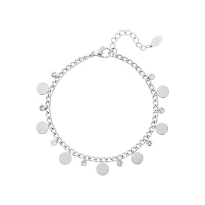 Bijoutheek Armband (sieraad) Discs en witte stenen zilver