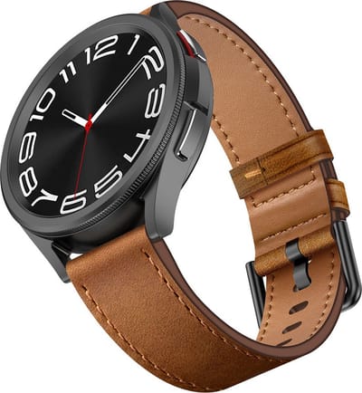 Leren bandje - geschikt voor Garmin Venu (2 Plus) / Venu SQ (2) / Vivomove (Style - Sport) / Vivoactive 3 / 5 / 6 / Forerunner 55 / 165 / 245 / 645 / 570 - 42mm - donkerbruin