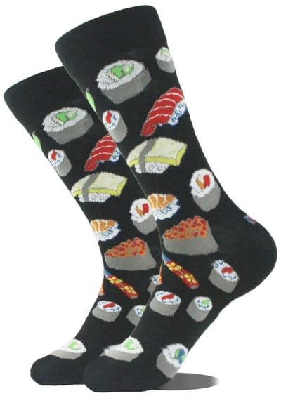 ZOETTT Sushi sokken zwart - Leuke sokken - Vrolijke sokken - Sushi sokken blauw - Sushi cadeau
