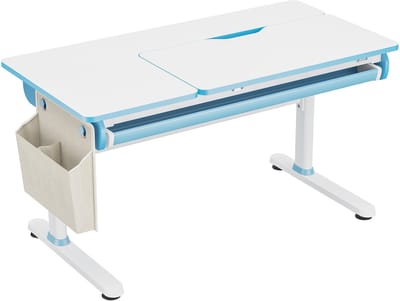 Kinderbureau Kuosa verstelbaar 54-76x120x60 cm blauw en wit [en.casa]