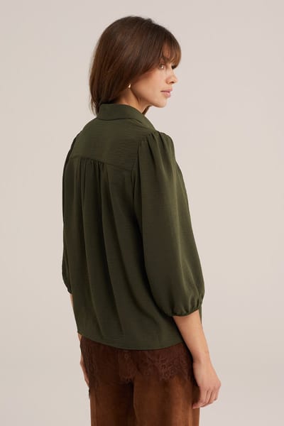 WE Fashion Damems blouse met driekwart mouwen