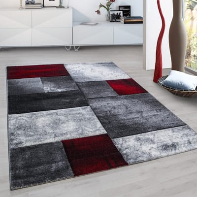 Hawaii Modern Vloerkleed Rood / Grijs - Laagpolig Tapijt- 160x230 CM