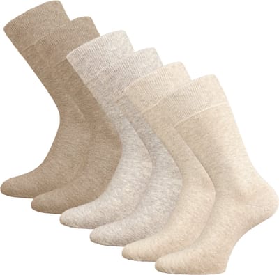 6 paar SQOTTON® Katoenen sokken - Naadloos - Heren & Dames - Beige-mix - Maat 39-42
