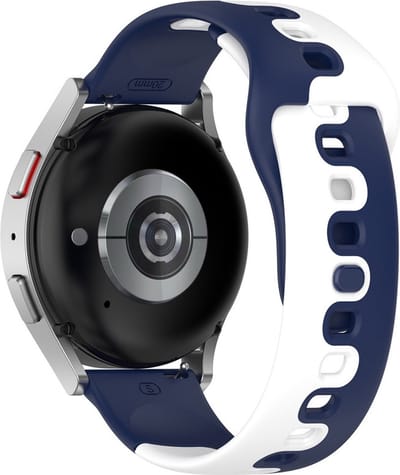 Siliconen bandje - geschikt voor Huawei Watch GT Runner 2 / GT 2(e) 46 mm / GT 3 / 4 / 5 (Pro) 46 mm / Watch 3 (Pro) / Watch 4 (Pro) / GT 6 (PRO) 46mm - donkerblauw-wit