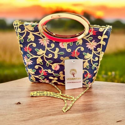 Damestas - Vedantan - Handtas - 16 x 20 cm - Kleurrijk borduurwerk - embroidery - Avondtasje - Partij - Prom - Bruiloft - Feesten - Schattige - Blauw - rood - groen - gouden