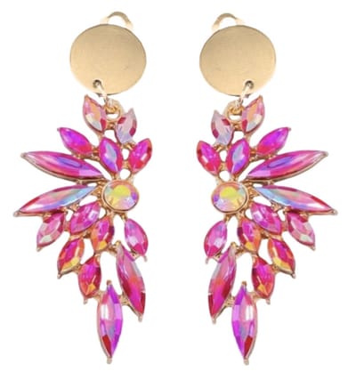 Clip oorbellen Farley roze 6 cm- geen gaatje- Charme Bijoux