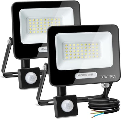 2 Stuks LED Buitenlamp met Bewegingssensor - Krachtige 30W Spot, 2750lm - IP65 Waterdicht - Koud Wit Licht voor Tuin en Garage