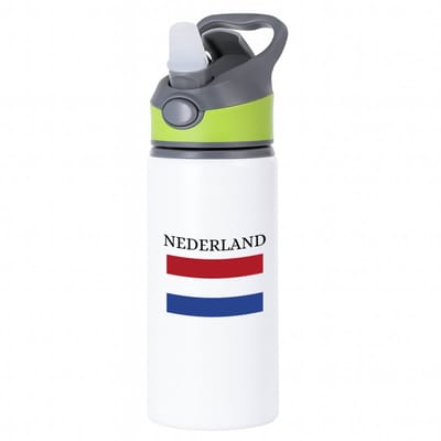 Hacebo® - Nederland waterfles met rietje groen - Amsterdam - toeristen Nederlanders - Rood wit blauw - Holland - cadeau - kado - water fles - 650ML