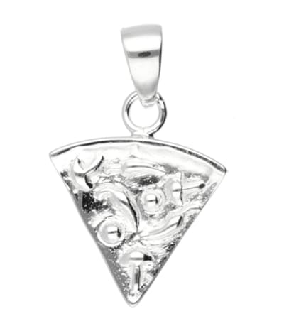 Zilveren Pizza punt slice kettinghanger