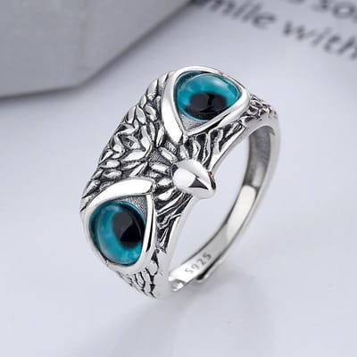 Bf Club   Ringen Voor Vrouwen Eenvoudig Geometrisch Handgemaakt Onregelmatig Retro Uil Groene Steen Ring Allergie Voor Verjaardagscadeau resizable gray