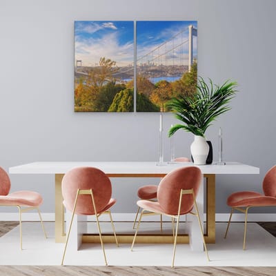 Artaza Canvas Schilderij Tweeluik Bosphorus Brug In Instanbul - 80x60 - Foto Op Canvas - Canvas Print