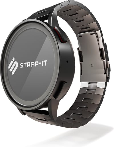Strap-it Titanium grain horlogeband - geschikt voor Huawei Watch GT 2 Pro / GT / GT 2 / GT 3 / GT 3 Pro 46mm / GT 4 46mm / GT 5 (Pro) - 46mm / GT 4 46mm / GT Runner / Watch 3 - Pro / Watch 4 (Pro) / Watch Ultimate - donkergrijs