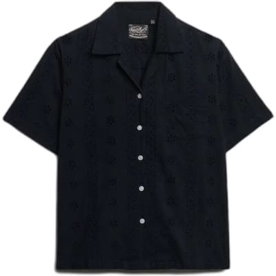 Superdry Heritage Broderie Overhemd Met Korte Mouwen Blauw XS Vrouw
