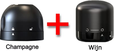 Combi Wijnstopper + Champagnestopper | Wijnafsluiter | Flessenstop | Vacuüm wijnstopper | Wijnbewaarder | Champagnebewaarder | Wijndop | Wijnstop | Kurk | Champagnedop | Champagne afsluiter | Wijnaccessoires |