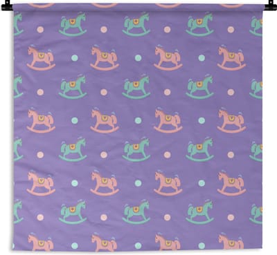 Wandkleed - Wanddoek - Hobbelpaard - Patronen - Geboorte - 180x180 cm - Wandtapijt
