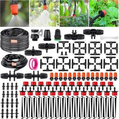Tuinirrigatiesysteem - Druppelslang set - Planten water geven - Waterbesparend systeem - 185 stuks - Zwart