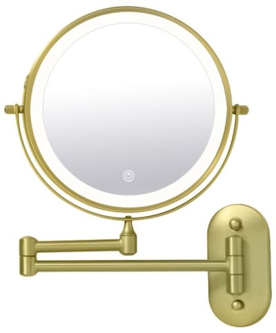 Make-up spiegel wand 5x vergrotend met dimbare LED verlichting mat goud