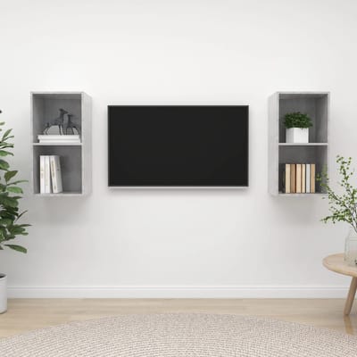 vidaXL - Tv-wandmeubelen - 2 - st - bewerkt - hout - betongrijs