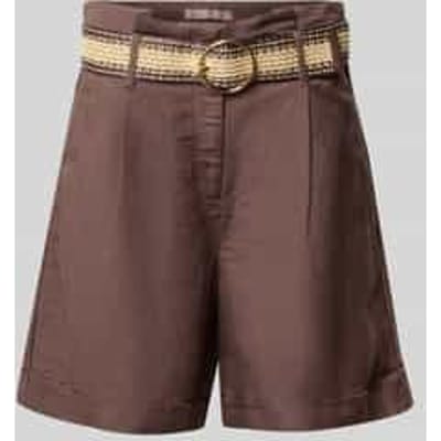 Short van mix van linnen en viscose met riem