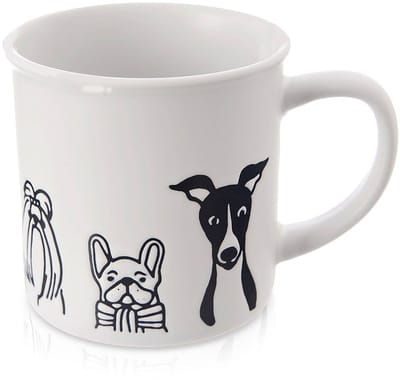 XL Koffiemok Honden - 500 ml - Keramiek - Grote Mok met Hondenprint - Wit - Cadeau voor Hondeneigenaar