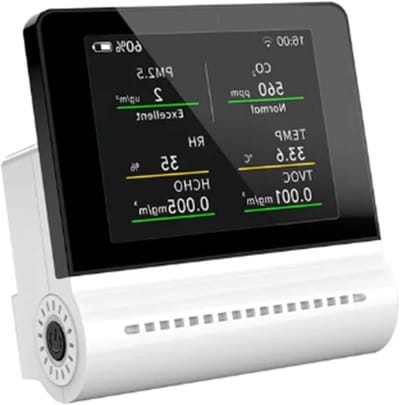 Luchtkwaliteit Monitor - Luchtmeter - Binnenklimaat Controleren - Multifunctioneel Touchscreen - 1 Set - Wit Zwart