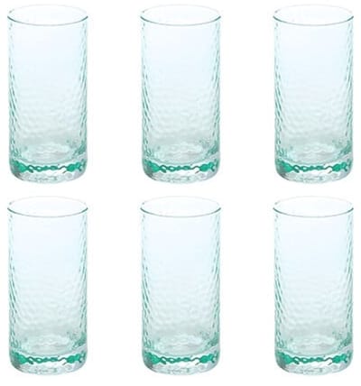 Celia Hoge Drinkglazen - Set van 6 - Waterglazen – Sapglazen – Moderne Glazenset voor Keuken en Tafel - 300ml - Ø6.5 x 13.5 cm - Mintgroen