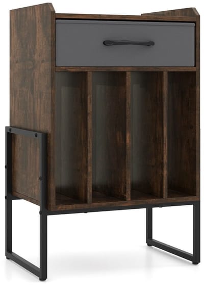 Platenspelermeubel - LP-kast - Platenspelerkast - Draaitafelstandaard - Platenspelerstandaard - Vintage Displayplank - Bruin