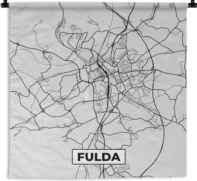 Wandkleed - Wanddoek - Plattegrond - Duitsland - Fulda - Stadskaart - Kaart - 180x180 cm - Wandtapijt