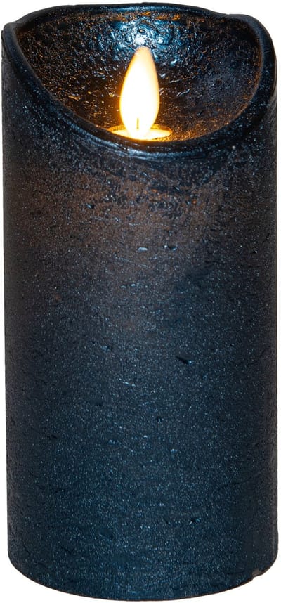 Anna's Collection Led kaars/stompkaars - metallic blauw - wax - H15 x D7,5 cm - bewegende vlam