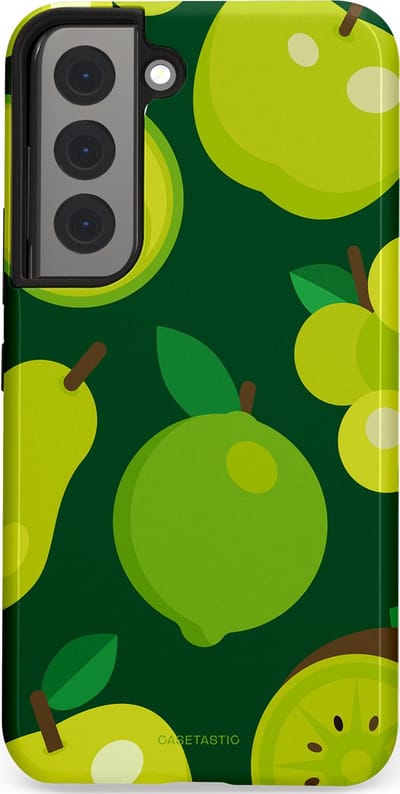 Casetastic Hoesje Geschikt voor Samsung S22 - Stijlvolle Beschermende Duo-layer Case - Peren Appel Groen
