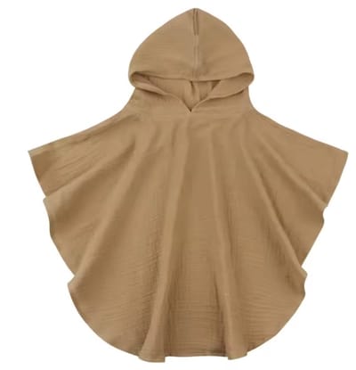 Badponcho - Hydrofiel - Snel drogend - Mousseline - voorkant 44CM totaal 68CM lang - 1 tot 3 jaar - Bruin
