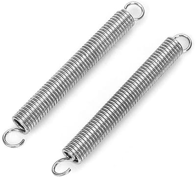 Set van 2 Rvs Spiraalveren, 1.2mm x 10mm x 70mm, Dubbele Haak Spiraalveer voor Meerdere Toepassingen en Klussen
