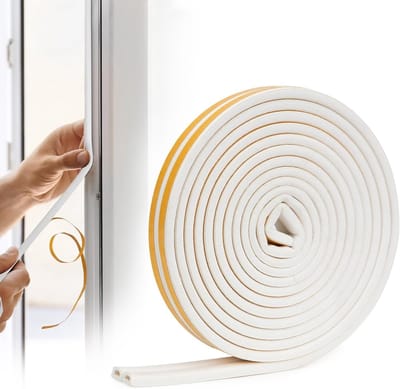 Draught Excluder voor Deuren - Zelfklevende Schuimafdichting voor Deur- en Raamkieren, D Type Anti-Collisiedichting 20 Voet (Wit) voor Energie-efficiëntie en Geluidsisolatie