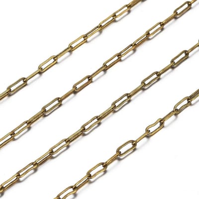 Dailygoods- Ketting Antiek Brons - Messing Paperclip Kettingen - Platte Ovale Kabelkettingen - DIY Sieraden Maken - 6x2,6mm - Duurzaam en Loodvrij