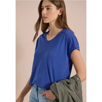 Shirt met V-hals en kanten detail