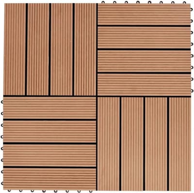 Terrastegels WPC - Buiten vloer - Terras aanleggen - Snelkoppelingssysteem - 1 m² - Teak