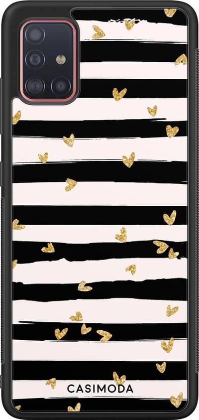 Casimoda® hoesje - Geschikt voor Samsung Galaxy A51 - Hart Streepjes - Zwart TPU Backcover - Gestreept - Zwart