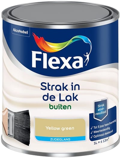 Flexa - Strak In De Lak Buitenlak Zijdeglans - Yellow Green - Mengverf - 1 L