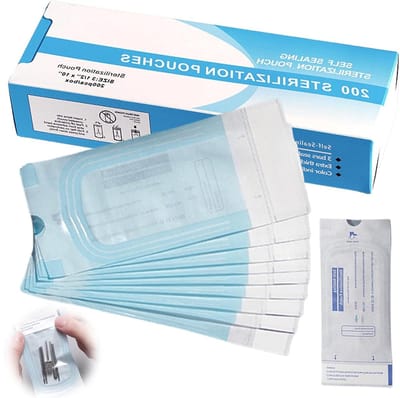 Allecto Plus - Sterilisatiezakken zelfklevend autoclaafsluiting voor tandgereedschap tatoeages manicure 90 x 260 mm pack.
