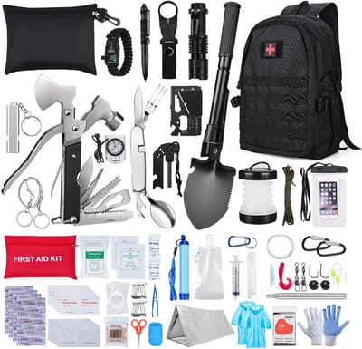 MMOBIEL Noodpakket All-in-1 – Overlevingsset voor Noodgevallen met Rugzak, EHBO-Set – Survivaluitrusting met Waterfilter, Vuurstarter, Multitool voor Outdoor, Kamperen, Avontuur, Mannen