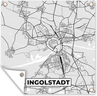 Tuin poster Kaart - Stadskaart - Duitsland - Ingolstadt - Plattegrond - 200x200 cm - Tuindoek